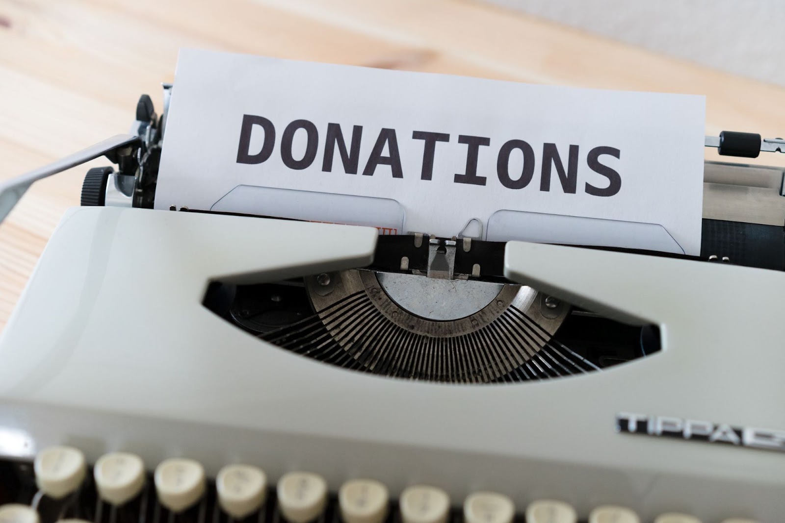 Blog image — typewriter 'donations'