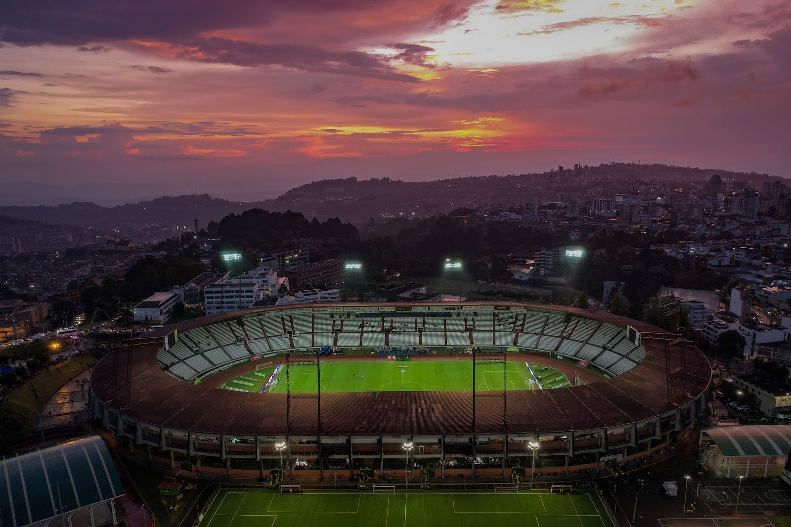 Banner — stadium at sunset